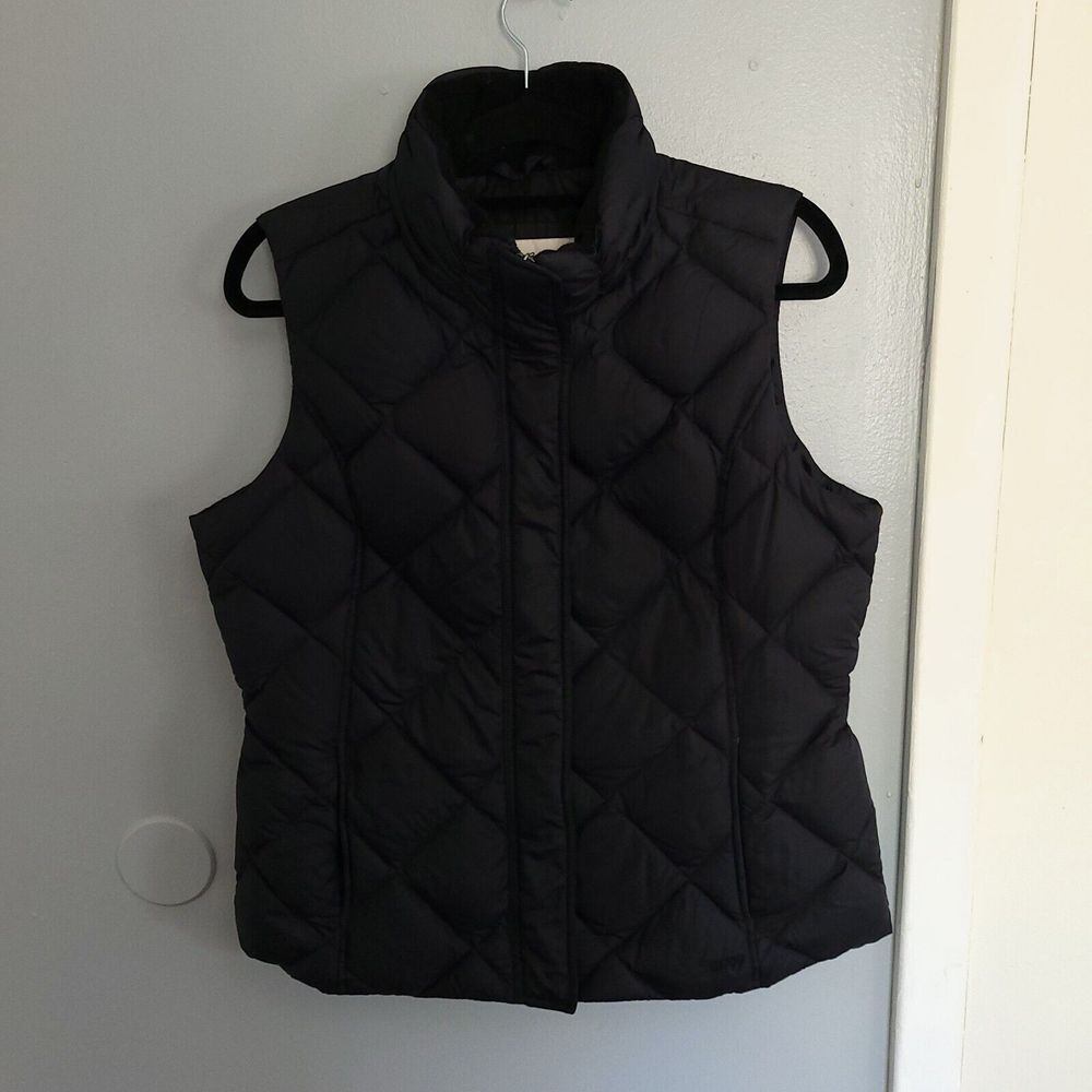 Eddie Bauer Vest Womens Large Black EB700 Premium Goose Down Puffer Hike Outdoor